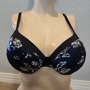 Maidenform Bra 34C Black White Floral Underwire Lined 09436